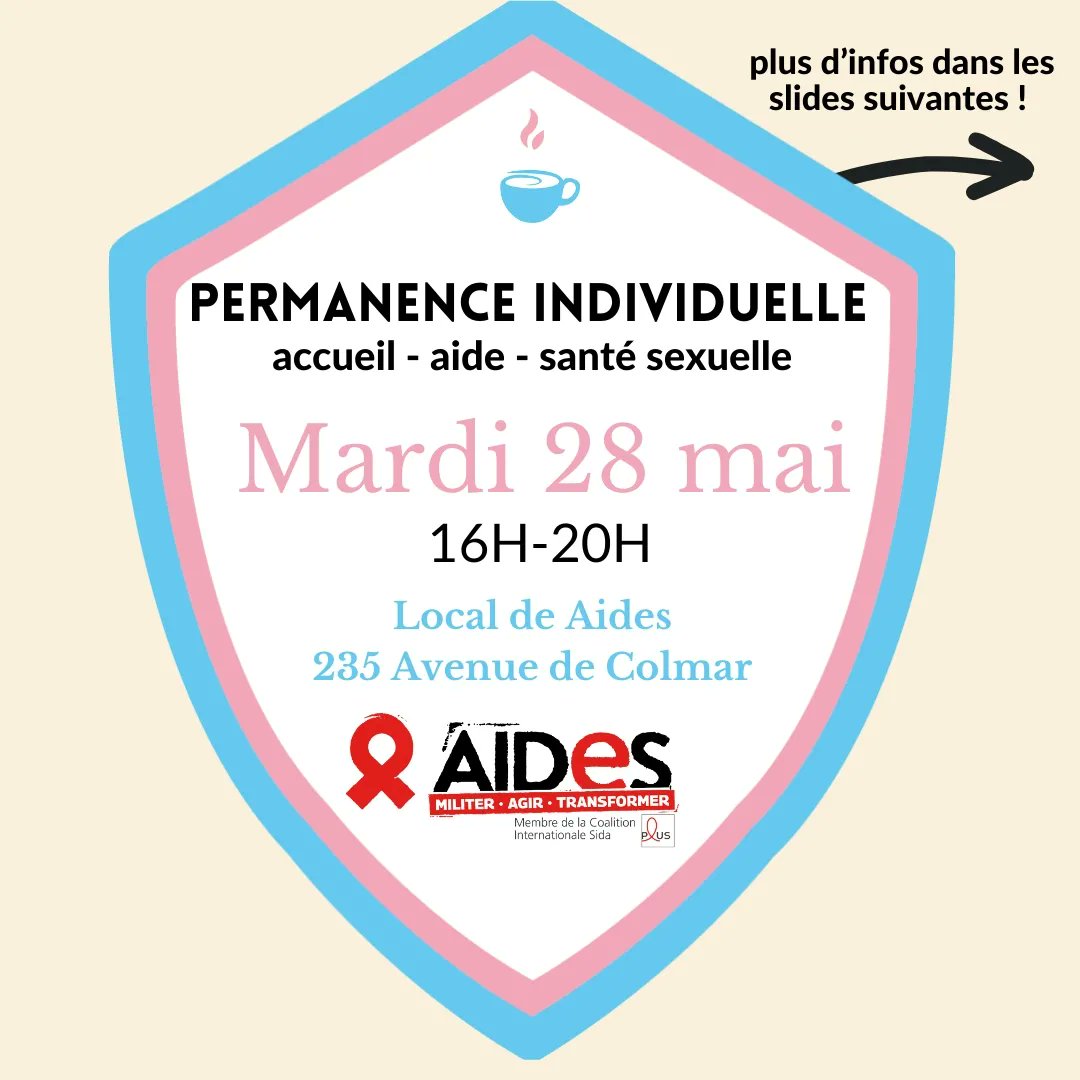 ☕ L'Organisation de Solidarité Trans de Strasbourg lance ses permanences individuelles ! Elles auront lieu toutes les deux semaines environ, les mardis de 16h à 20h dans les locaux de Aides Strasbourg (235 avenue de Colmar)

Toutes les infos dans ce fil 🧵
