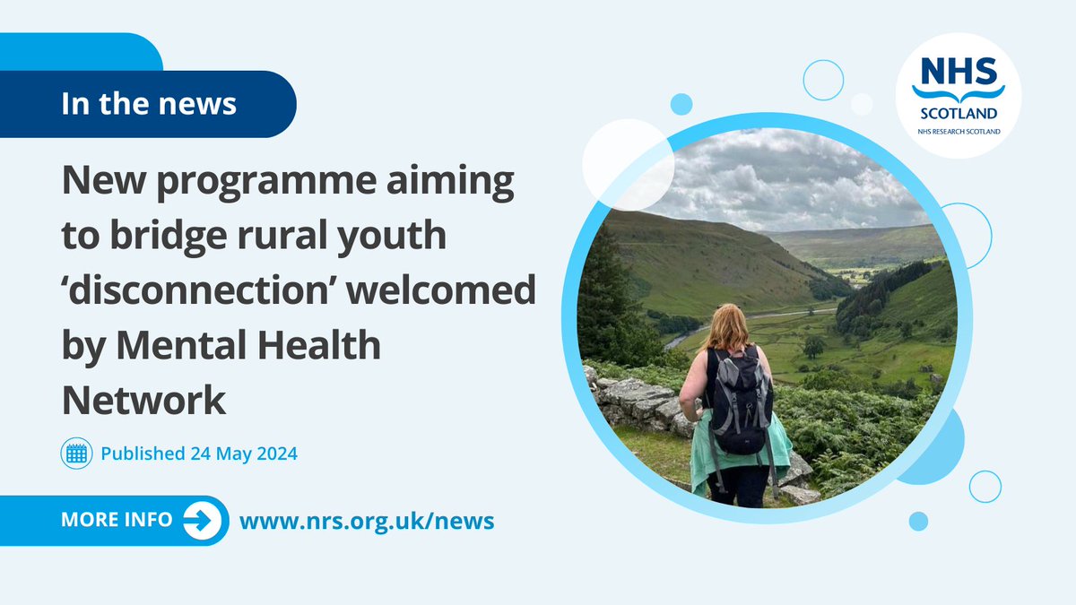 NHS Research Scotland (@nhsresearchscot) on Twitter photo .<a href="/NRS_MH/">NRS Mental Health</a> has welcomed a new project from <a href="/NHSHighland/">NHS Highland</a> and <a href="/UniSouthWales/">University of South Wales</a> promoting mental well-being for young people through heightened engagement with nature and green spaces.
Read more 👉 nhsresearchscotland.org.uk/news/new-progr… .<a href="/NRS_MH/">NRS Mental Health</a> has welcomed a new project from <a href="/NHSHighland/">NHS Highland</a> and <a href="/UniSouthWales/">University of South Wales</a> promoting mental well-being for young people through heightened engagement with nature and green spaces.
Read more 👉 nhsresearchscotland.org.uk/news/new-progr…