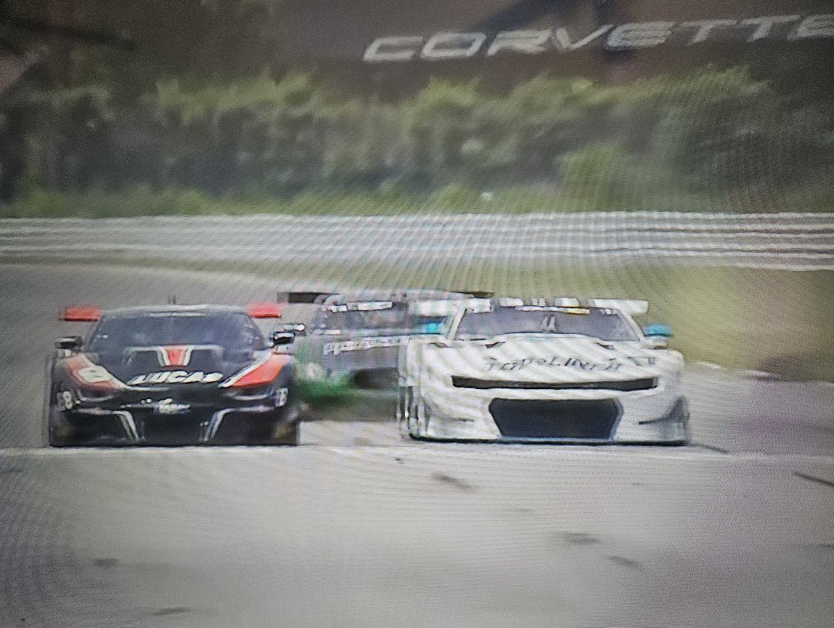 Oh man, this @GoTransAm race is already a good one. Drissi qualified on pole with top 4 (Drissi being the only one of them without a win in 2024) separated by only a half second. Dyson spins on opening lap. Andretti hounding Drissi up front with Menard catching them!