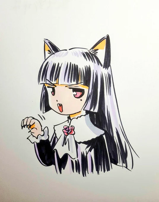 ケモミミ描いてみようかなと思うのは、黒髪おかっぱだけなのかも。そーでもないか。いや、ハドソンさんは別格。 