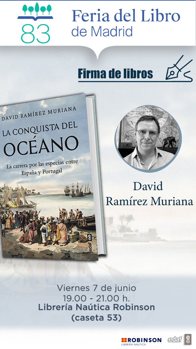 Si el viernes os apetece pasar por la Feria del Libro, estaré firmando en la caseta de la librería náutica Robinson, una maravilla de sitio. ¡Os espero!