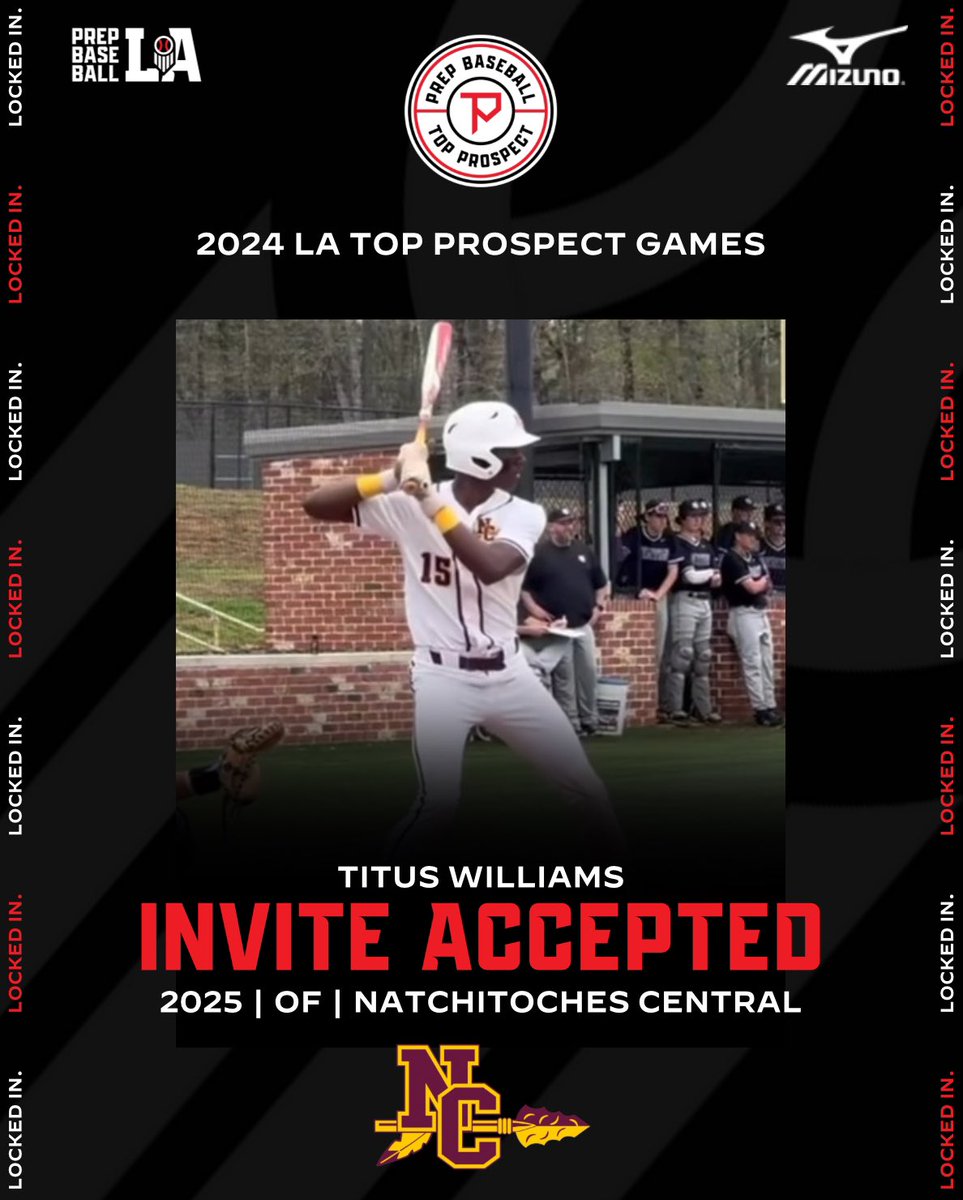 #LATPG24: 𝗜𝗡𝗩𝗜𝗧𝗘 𝗔𝗖𝗖𝗘𝗣𝗧𝗘𝗗 🎟️

+ @PBR_Uncommitted ‘25 Titus Williams (Natchitoches Central HS) is headed to the 𝐓𝐨𝐩 𝐏𝐫𝐨𝐬𝐩𝐞𝐜𝐭 𝐆𝐚𝐦𝐞𝐬 at <a href="/RaginCajunsBSB/">Louisiana Ragin’ Cajuns® Baseball</a>. #BeSeen

<a href="/prepbaseball/">Prep Baseball</a> | <a href="/AlexArmandPBR/">Alex Armand</a> 

🔗 loom.ly/F-InScw