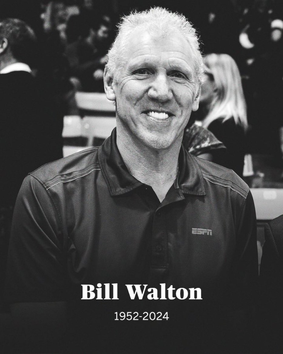 Absolutely crushed to hear of the passing of the legendary Bill Walton, whose intellect, sense of humor, and zest for life were even bigger than he was. He was also, when healthy, every bit as good a big man as there ever was, with a game that was decades ahead of his time -
