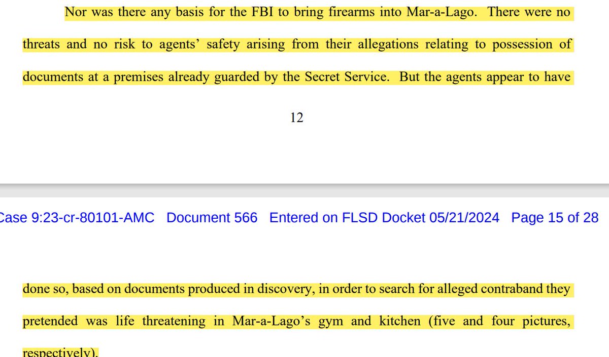 As I warned, the Former Feds who defend the lethal force policy included in the MAL raid plan will be even more discredited when additional details are disclosed. It appears the FBI lied about why they needed to be armed...a dumbbell and meat cleaver? More from Trump motion:
