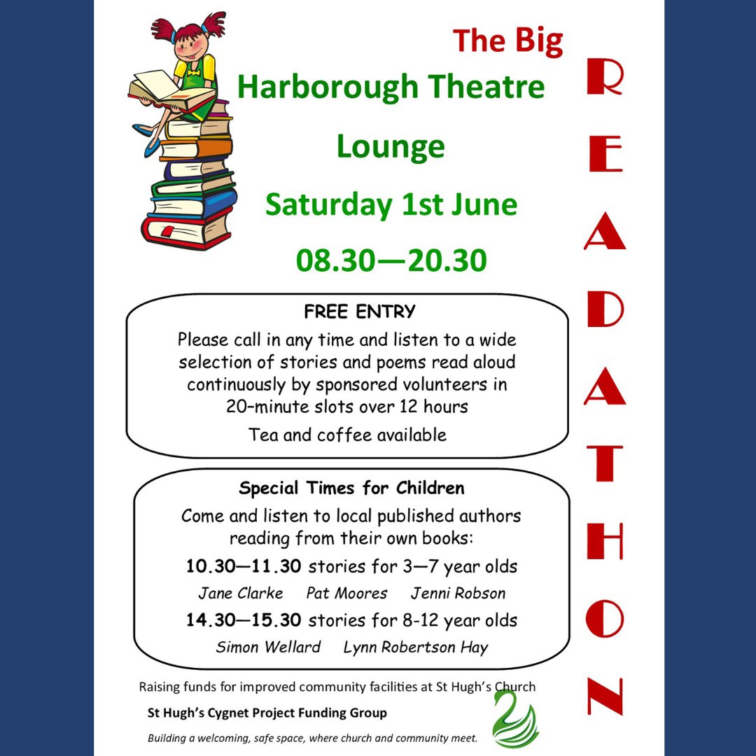 The Big Readathon in Harborough Theatre Lounge LE16 7NB - 8am to 8pm. I'm reading morning slot: The Chestnut Tree & new book! #readathon #authors #fundraiser #harborough #childrensauthors #kidsauthors #storytime #sponsoredread #books #storybooks #fiction #crimebooks #bookclub