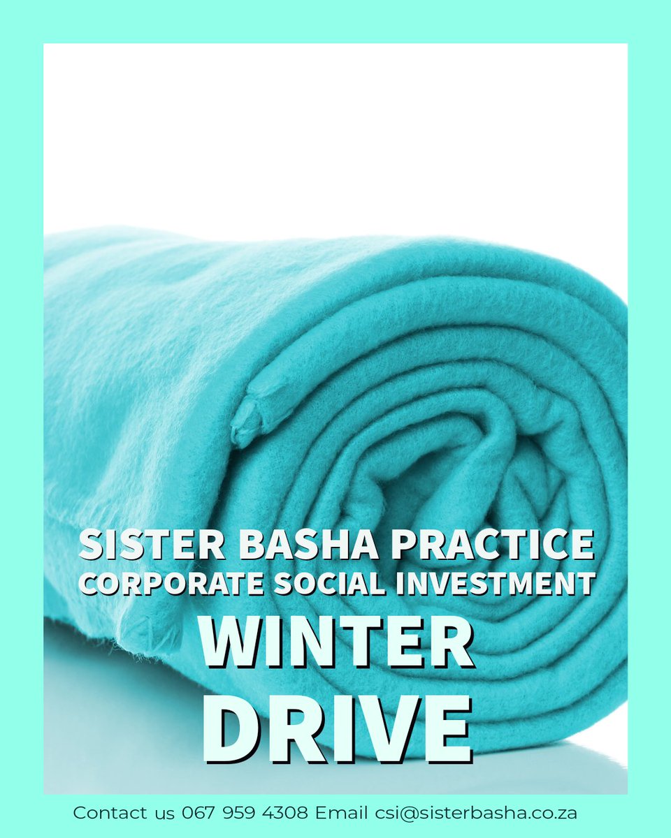 Hi everyone 🩵🩵🩵🩵 Help us keep our community warm this winter! Sister Basha CSI Non-Profit is collecting pre-loved clothes and blankets. Drop off your donations on Saturdays only at 103 Blaauwberg Road, Table View, or send via courier. @SisterBashaCSI #winterdrive #blanket