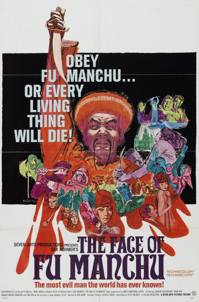 Assmandrful's tweet image. watched a movie - #TheFaceOfFuManchu 

This is a 1965 thriller.  After it is found that the execution of the villainous Fu Manchu was faked, Scotland Yard must try to stop him before he uses the Thames to poison the population of London.  A good film that stars Christopher Lee.