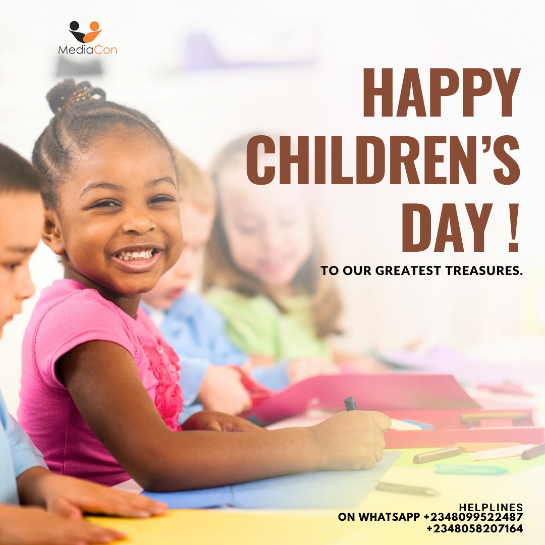 mediacon_'s tweet photo. Happy Children's Day! Children are one of the most treasured possessions on the earth. Let's keep working tirelessly to build a Nigeria where every child can grow up free from fear &amp; full of hope. Just like our future depends on it.
#InvestingInOurfutire
#MediaCon https://t.co/ehcsffyDk2