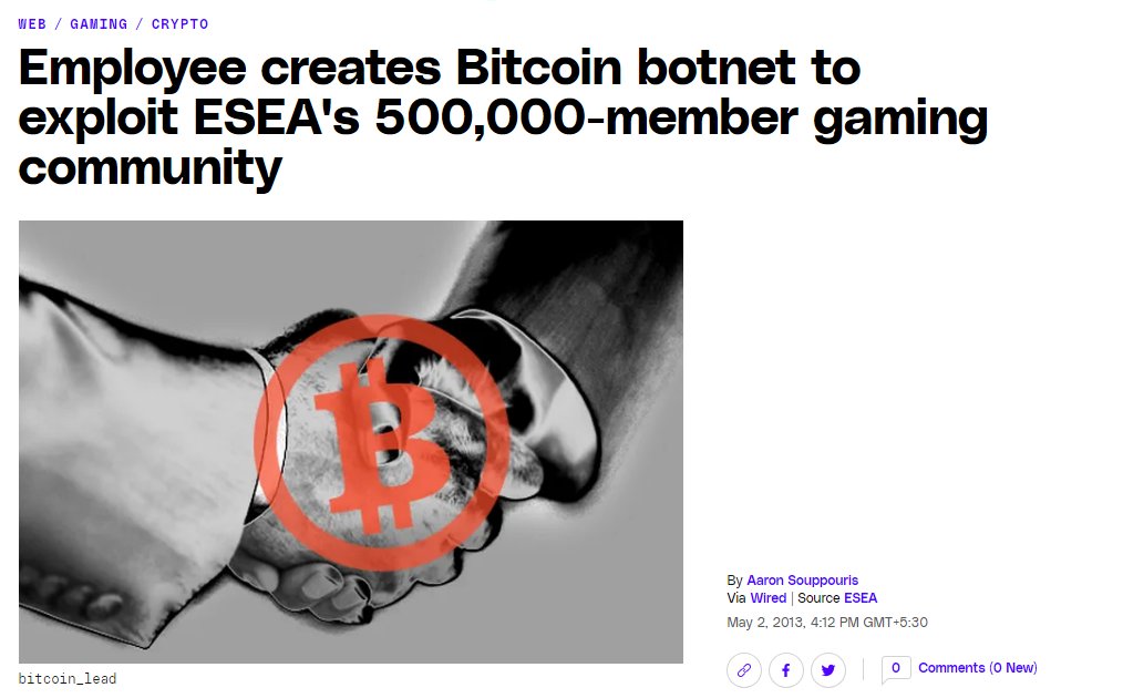 Do you all remember when @ESEA used to mine Bitcoin on their users' PCs in 2013? 😂