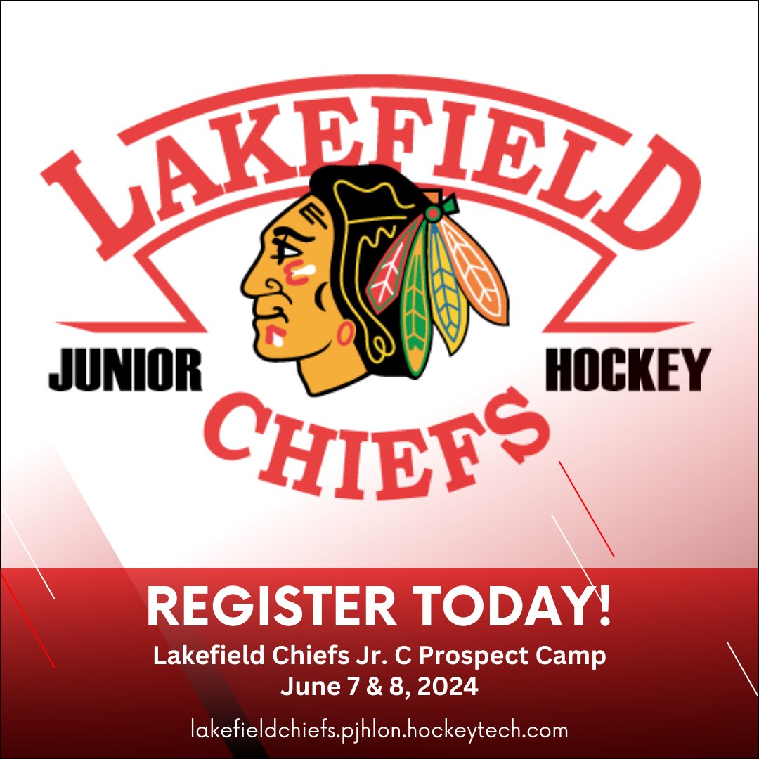 Lakefield Chiefs (@chiefs_jrc) on Twitter photo It's less than 2 weeks away from our Spring Jr. C Prospect Camp! Hockey athletes born between 2003 and 2008 are invited. Tryout spots still available for forward and defense positions. Goalie spots are now full. Register today using our online form: lakefieldchiefs.pjhlon.hockeytech.com/lakefield-chie… It's less than 2 weeks away from our Spring Jr. C Prospect Camp! Hockey athletes born between 2003 and 2008 are invited. Tryout spots still available for forward and defense positions. Goalie spots are now full. Register today using our online form: lakefieldchiefs.pjhlon.hockeytech.com/lakefield-chie…