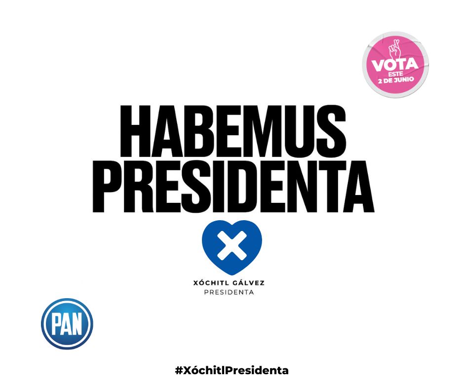 México ya decidió y este 2 de junio con tu voto ganará @XochitlGalvez para devolverle la paz a nuestro país. 🇲🇽🥳 #VotaTodoPAN #XóchitlPresidenta 🗳️💙