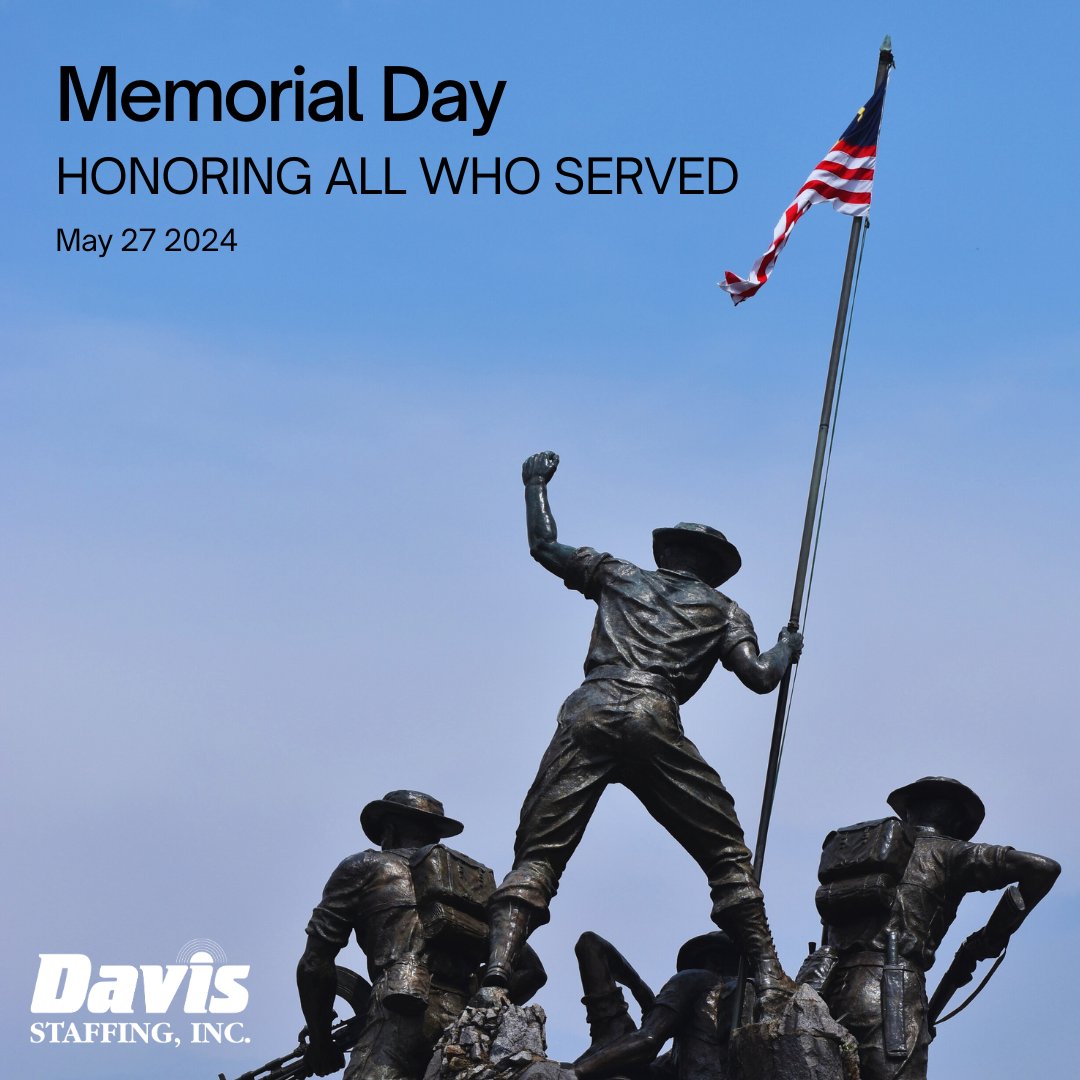 DavisStaffing's tweet photo. Honoring those who served and sacrificed for our freedom. Wishing everyone a reflective Memorial Day. 🇺🇸 

#NeverForget https://t.co/ZjWvcWiGVH
