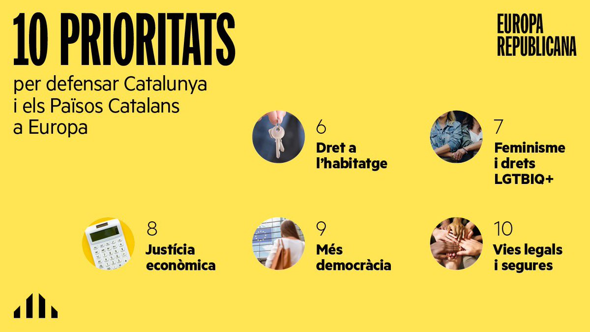 A <a href="/Esquerra_ERC/">Esquerra Republicana</a> tenim 10 prioritats per defensar els Països Catalans a Europa 🇪🇺

📲 Comparteix-les! esquerra.cat/ca/esquerra-re…

#AraRepúbliques #9J #EuropaRepublicana