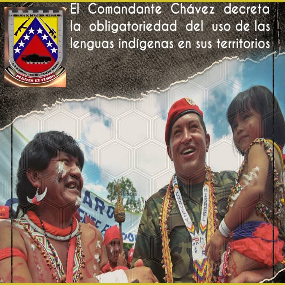 🗓️ #Efemeride || Hace 22 años el Comandante Hugo Chávez, firmó a través de un decreto el uso obligatorio de las lenguas indígenas en sus zonas de influencia, tanto en forma oral como escrita, además de la creación del Consejo Nacional de Educación, Cultura e Idiomas Indígenas.