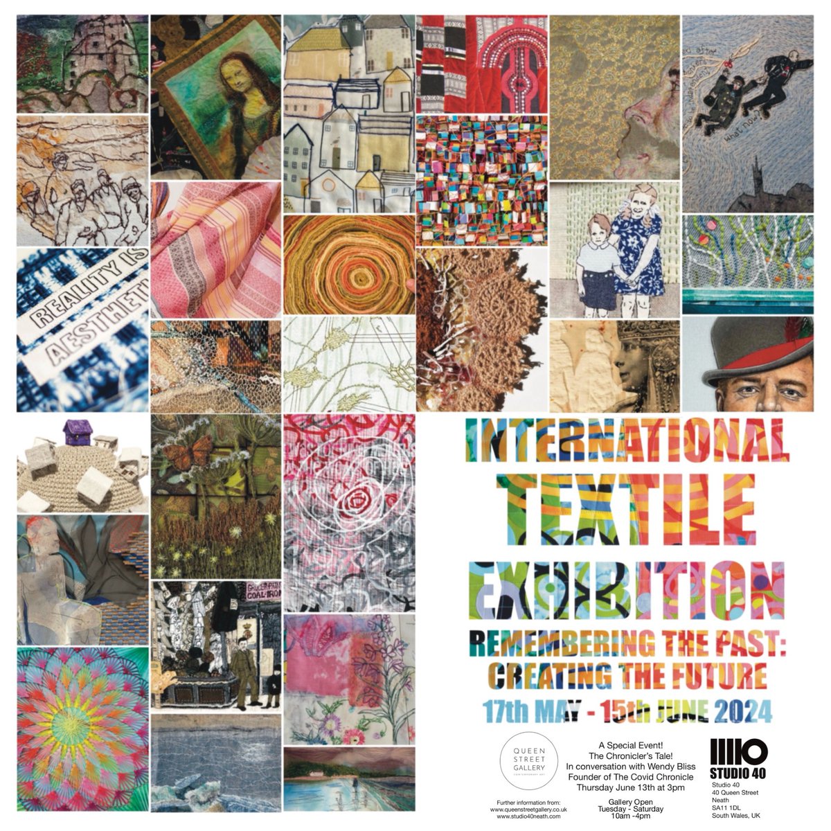 My artwork can currently be seen in the International Textile Exhibition at Queen Street Gallery, Neath, Wales. The show is on until June 15th.