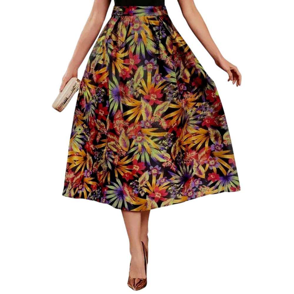 Floral Print Silk Blend Multicolor Pleated Skirt Link: qrcd.org/5LBK #skirt #fashionable #fashiontrend #FashionStatement #FashionGoals #shopping #onlinestore