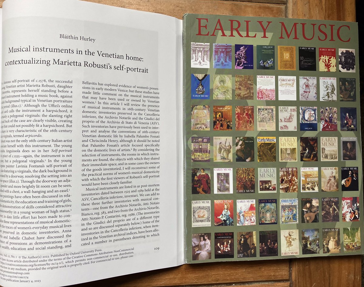 Delighted to announce that my article ‘Musical Instruments in the Venetian Home: Contextualizing Marietta Robusti’s Self-portrait’, is now available in print <a href="/OxUniPress/">Oxford University Press</a> Early Music journal!