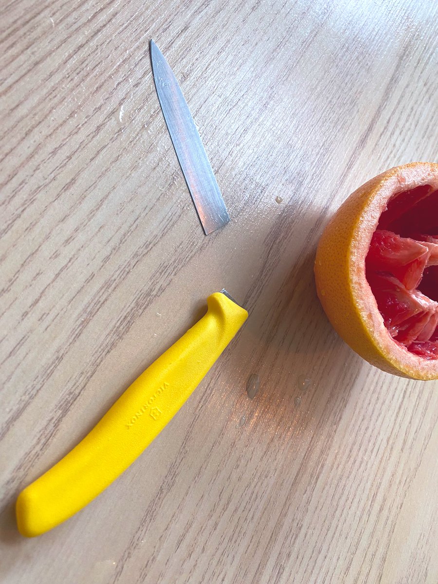 Very sad that the little trusty <a href="/Victorinox/">Victorinox</a> I equipped my self, my family and my friends with just have up on a pink grapefruit 😢