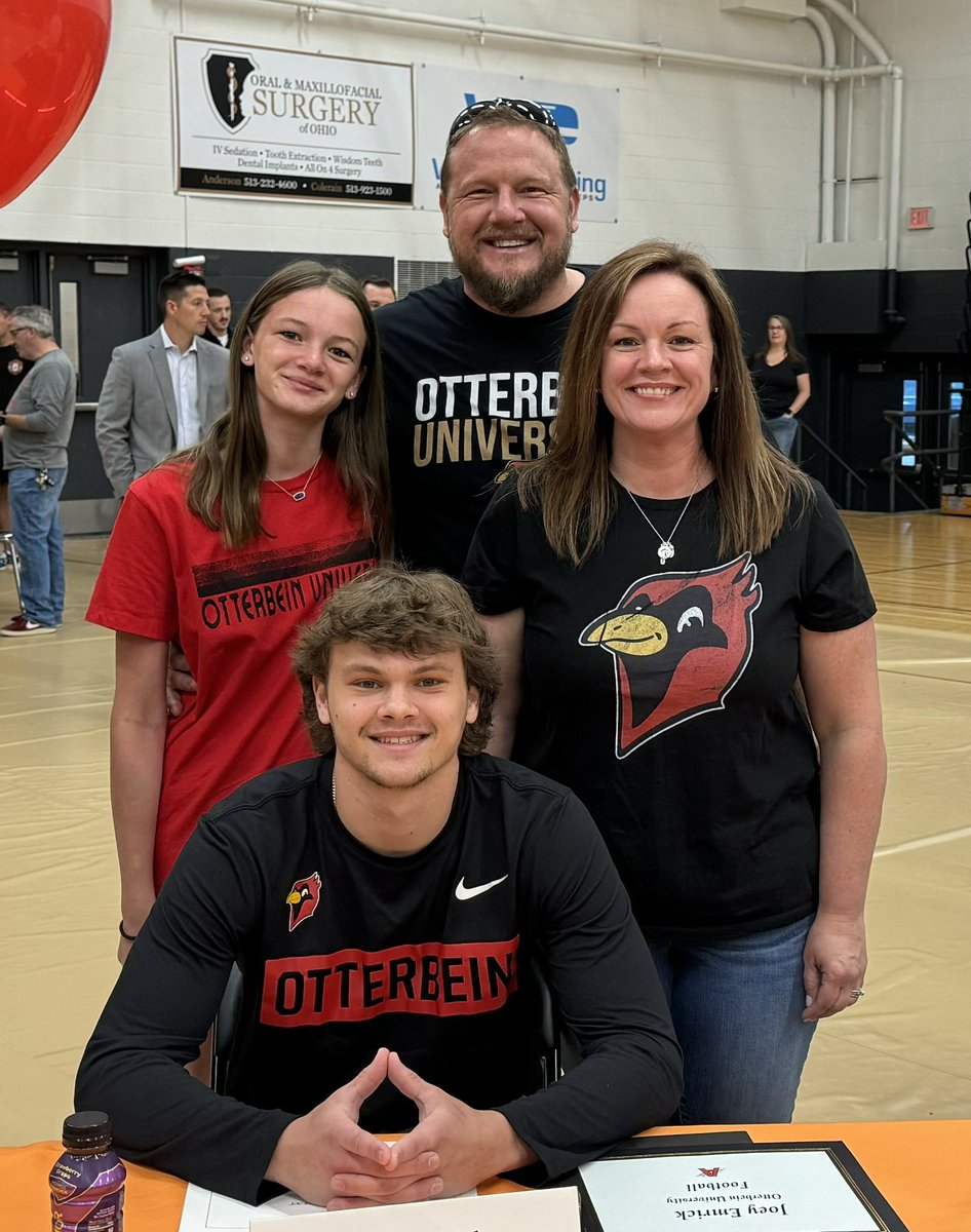 He’s a CARDINAL!!! HUGE SHOUTOUT of CONGRATS to @AndersonRaptors Student-Athlete @joey_emrick & his FAMILY on his commitment to take his ACADEMIC & ATHLETIC talents to @Ott_Athletics to play Football!!! @Ott_Football @mlaughman @MikeDyer @ENQSports #AHSisFAMILY #AHSisPROUD