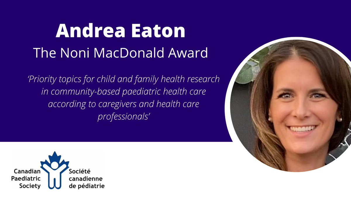 Congratulations to Andrea Eaton, first author on 'Priority topics for child and family health research in community-based paediatric health care according to caregivers and health care professionals' and winner of the 2024 Noni MacDonald Award! academic.oup.com/pch/article-ab…