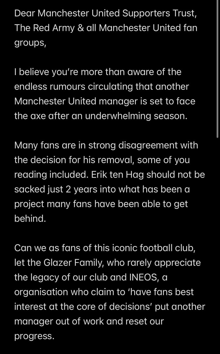 DevilsInfo_'s tweet image. An open letter to @TraMufc, @The__1958, @UnitedStandMUFC, @StretfordPaddck and all Manchester United fan organisations.

#MUFC