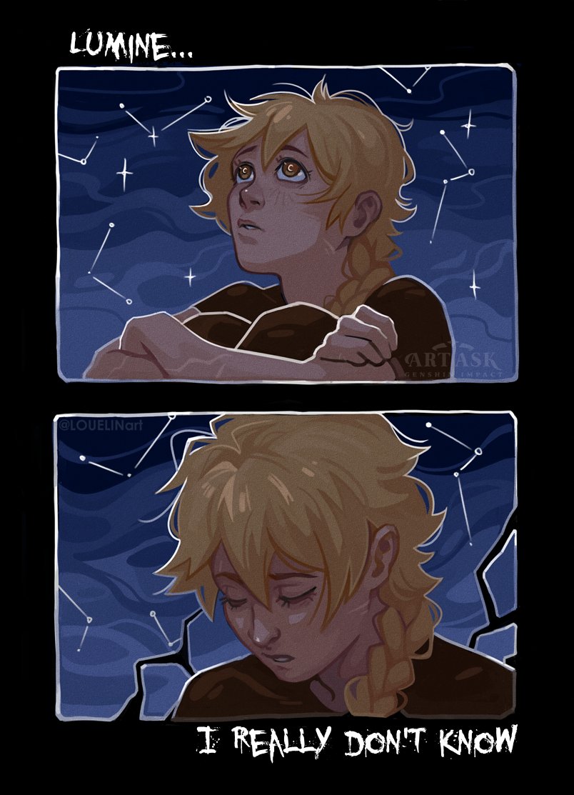 louelinart's tweet photo. Even the strongest people can get tired.
Even the brightest stars go out. 

Take care of yourself.

#Aether #Lumine #Genshin #Genshin_Impact #fanart https://t.co/ym97vcehLn