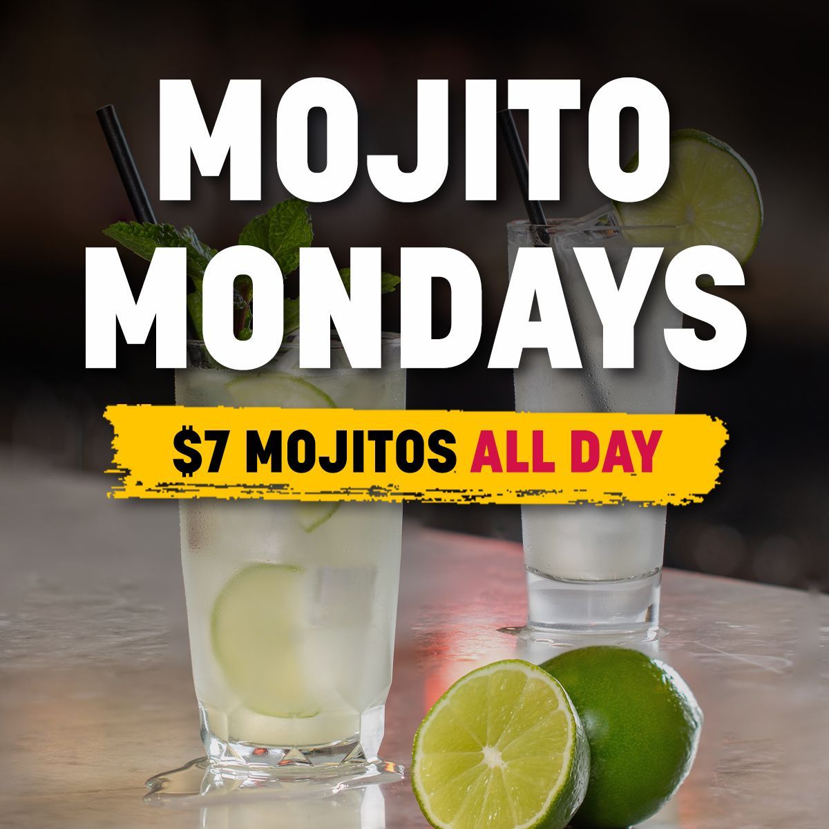 🍹 It's Mojito Mondays at Wingos! Enjoy $7 mojitos all day long and kickstart your week with some refreshing vibes. 🌿🍋 And don't forget, our Happy Hour on food runs Monday to Friday from 4-7 PM with $1 wings! 🍗🎉 Cheers to a fantastic week! 🥂