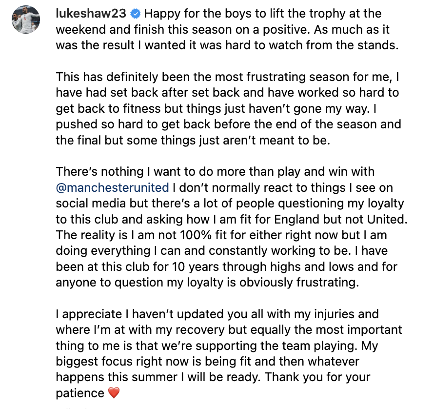 Luke Shaw sends a message to #mufc fans 🚨👇