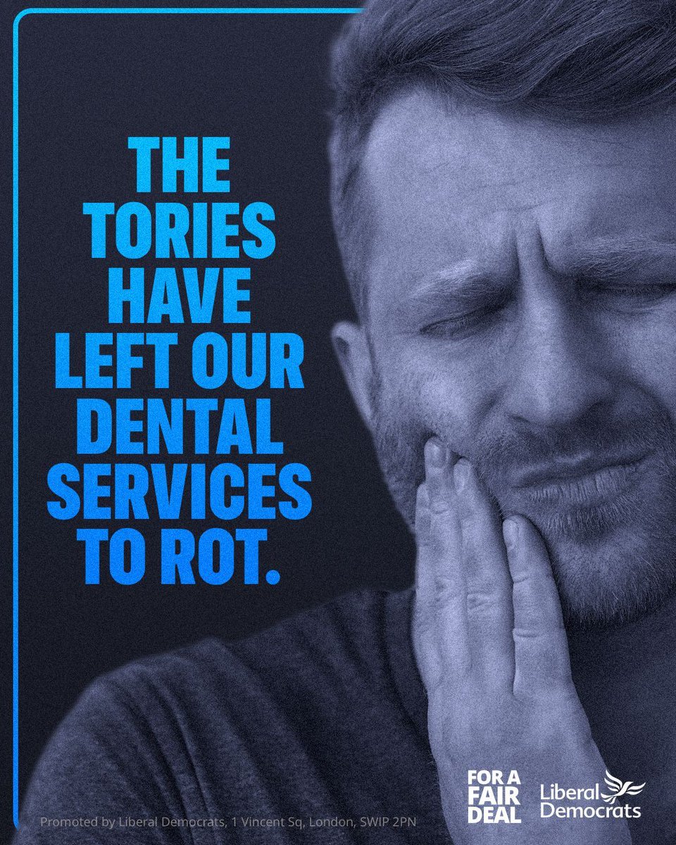 The Conservatives have left dental services to rot, leaving too many waiting for treatment in agony or paying out for private care. Liberal Democrats will end the dental deserts and ensure everyone can access the care they need.