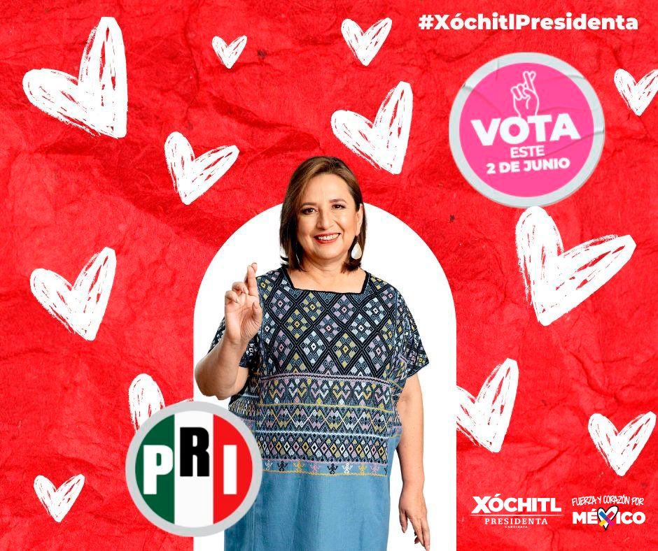 Con @XochitlGalvez, vamos a recuperar el rumbo de México y garantizar que todas y todos los mexicanos tengan acceso a oportunidades para salir adelante. 

Este dos de junio, #VotaPRI, vota #XóchitlPresidenta.