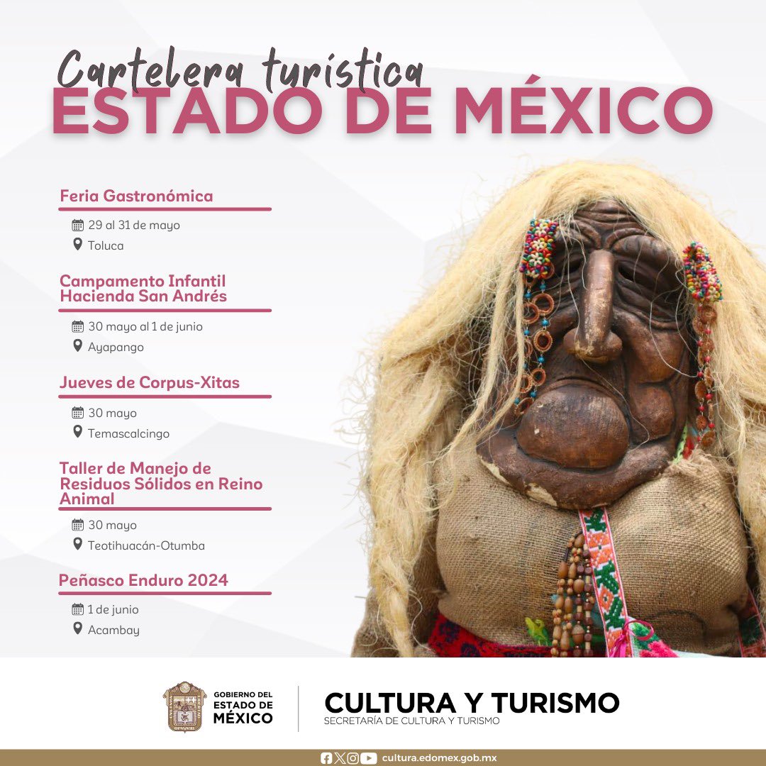 Te compartimos la cartelera semanal de ferias, festivales y más actividades en el #EstadoDeMéxico