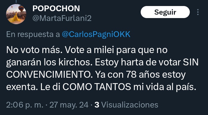 Y bueno cómo vas a votar convencida si toda tu vida pusiste en el sobre la cara de cualquier enfermo con tal de hacerle caso a TN