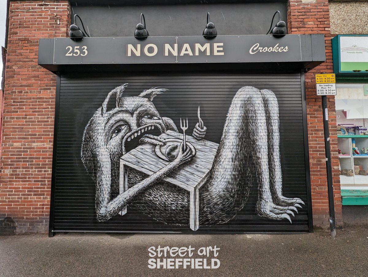 Exciting times. Another new Phlegm artwork has appeared in Sheffield. This one features on the shutters of No Name in Crookes. It looks fantastic!

Details: streetartsheffield.com/gallery/phlegm…

#Sheffield #StreetArt #SheffieldIsSuper #GraffitiArt #SheffieldStreetArt