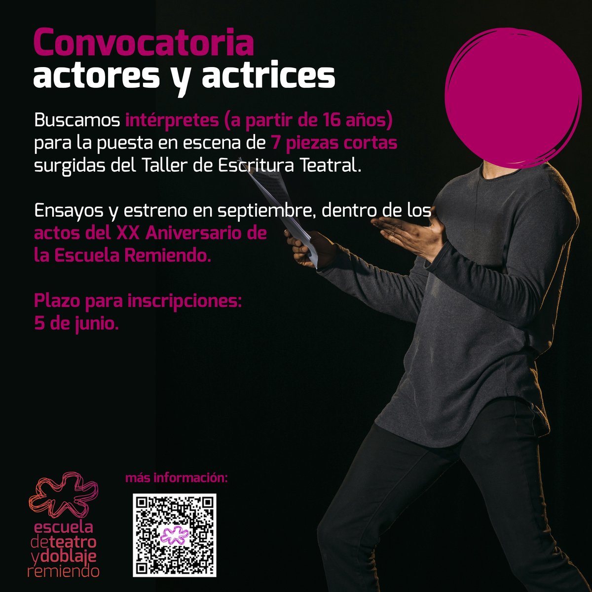 Buscamos gente como tú.

Más info: escueladeteatroengranada.es/convocatoria-a…