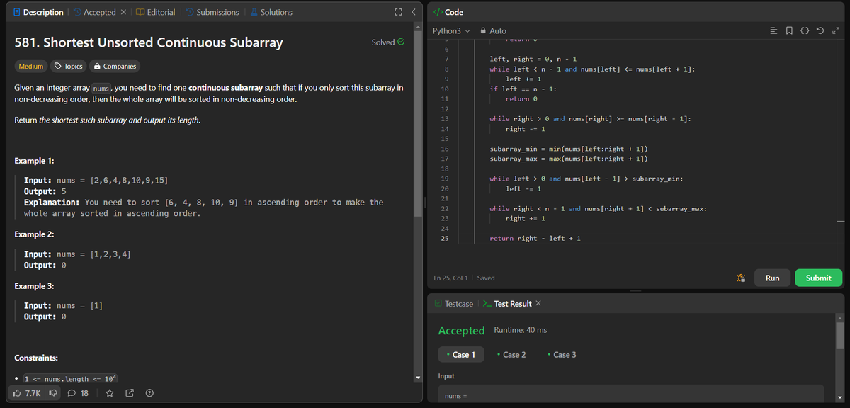 akhand_4795's tweet photo. 🌟Day 59 of my '60 Day DSA Challenge' complete!
Today's challenges tackled on LeetCode:💡🚀

1. Problem No. 1608 - Special Array With X Elements Greater Than or Equal X
2. Problem No. 581 - Shortest Unsorted Continuous Subarray

#60DayDSAChallenge #Python #LeetCode #DSA #Day59 https://t.co/gwlAPx3X7V