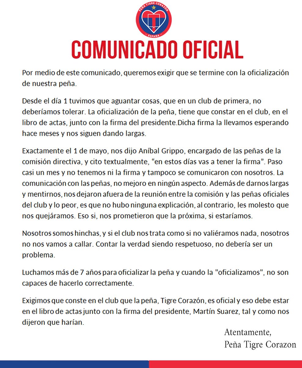 TigreCorazonEsp's tweet photo. #Tigre
¡NOS CANSAMOS DE QUE NOS MIENTAN! https://t.co/hdd8aOxnEg