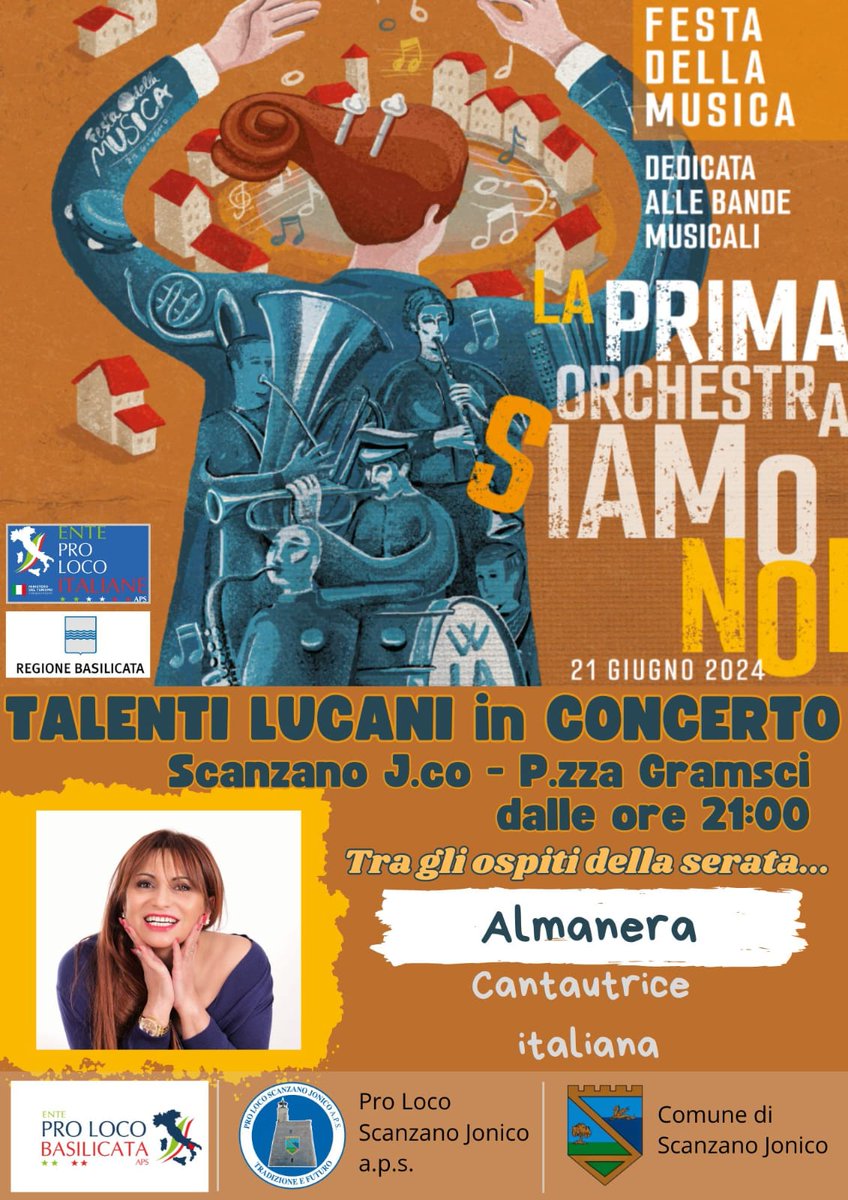 📣📣📣 Sei pronto a vivere #insieme a tanti #artistiemergenti la #FestadellaMusica #21giugno a #ScanzanoJonico ???
✅️Tra gli #ospiti della serata musicale in esclusiva :
🔥🔥🔥 A  L  M  A  N  E  R  A 😍😍😍
famosa cantautrice italiana 

#proloco #Basilicata
#fdm2024 🇪🇺🇮🇹