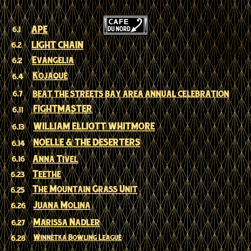 communitymusic's tweet photo. Catch these amazing indie shows before they take flight to the big stage. 
Join Cafe Du Nord for an evening of unforgettable music that will alter your brain chemistry.
Discover the details of June events at https://t.co/j8mL3o1Zxj https://t.co/xDfIuKa6Qg