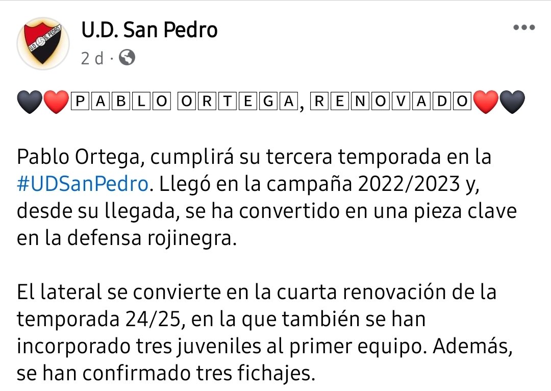 Mrxsrp's tweet photo. #Futbol División Honor Senior
La @UdSanPedro anuncia la renovación de Pablo Ortega https://t.co/5kUibFm35s