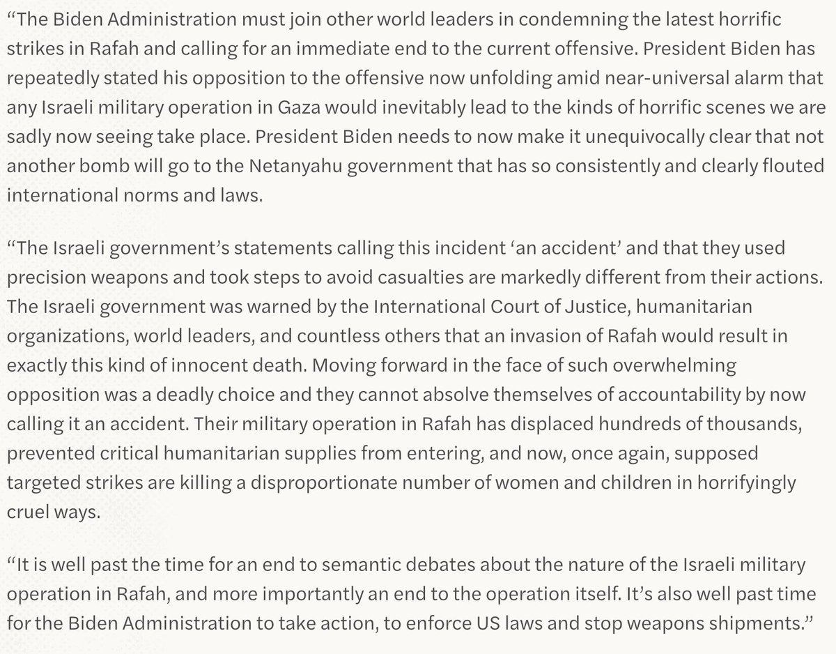 Our executive director @shaghdoosti responds to the deadly Israeli airstrike on Rafah: winwithoutwar.org/the-biden-admi…