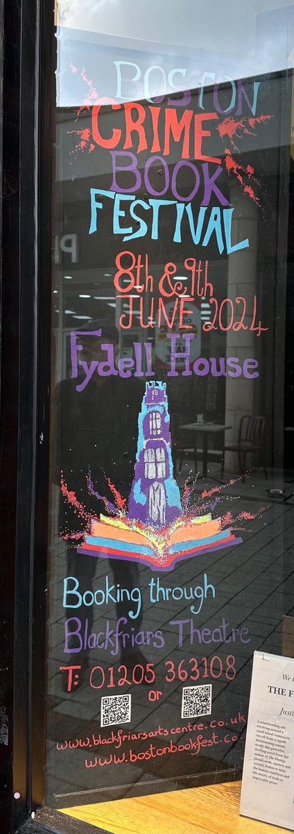 Thank you <a href="/WaterstonesBos/">Boston Waterstones</a> for creating an amazing advertisement for the Crime Book Festival, you certainly have talented staff 👏🏻

We’re grateful for your support of the festival with a book stall enabling our guests to purchase books for signing by the authors ✍🏻