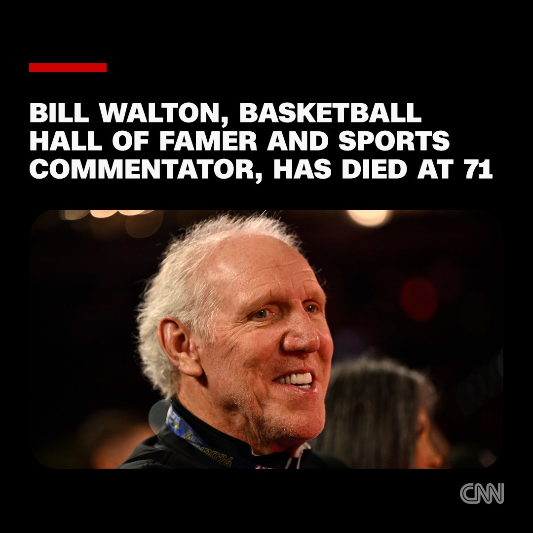 Hall of Famer and two-time NBA champion Bill Walton has died at age 71 following a prolonged battle with cancer, the league announced cnn.it/3UVJZN7