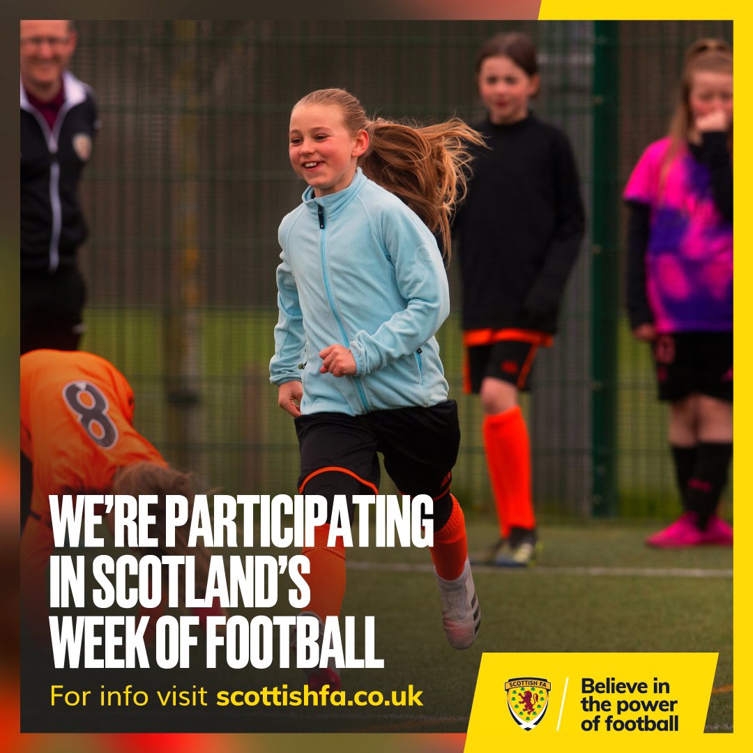 The #WeekOfFootball is a great opportunity to recognise the benefits of the game. From fitness to mental health to bringing people together at a grassroots level. It’s also a great excuse to go outside and have a kick around! ⚽️ @ScottishFA #GetOutsideGetInvolved