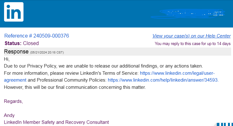 Restricted (for no reason) LinkedIn users tweet media