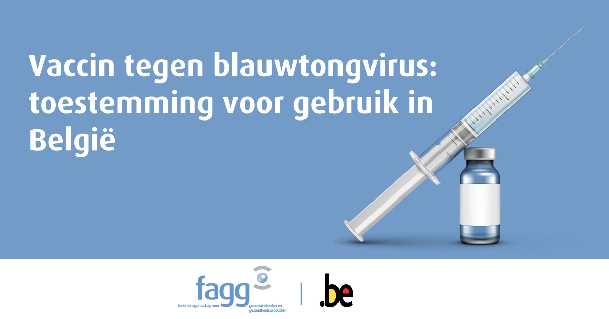 Vanaf vandaag geeft België toestemming voor het gebruik van het immunologisch diergeneesmiddel Bultavo 3 (suspensie voor injectie) tegen blauwtongvirus serotype 3 in België: fagg.be/nl/news/vaccin…