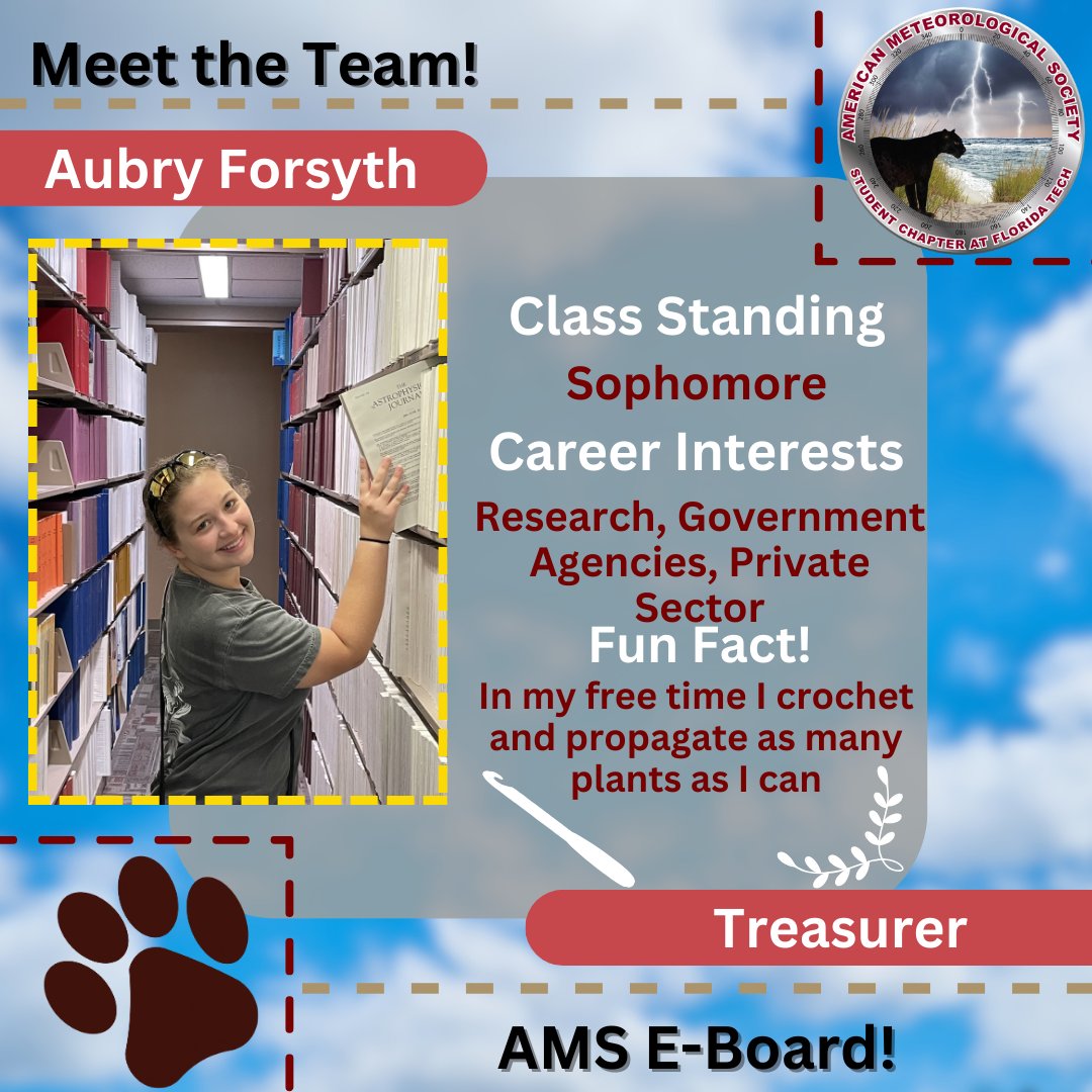 FloridaTechAMS's tweet photo. I hope you’re having a great summer, Panthers! Greetings from your new E-Board for 2024–2025! We cannot wait to see what is in store for us next. https://t.co/T4iOGeZg7W