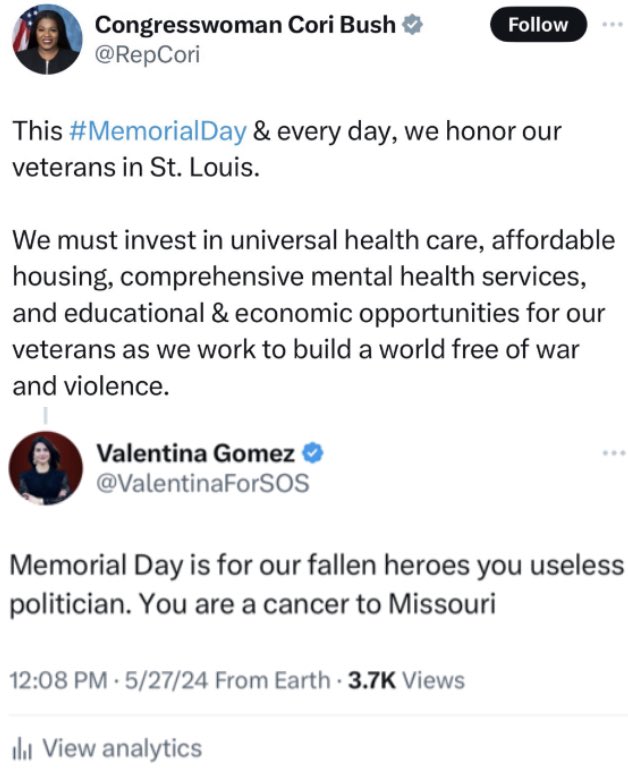 @RepCori As part of a military family, we will never forget. You are a cancer who doesn’t care about anyone except all of your special interests.