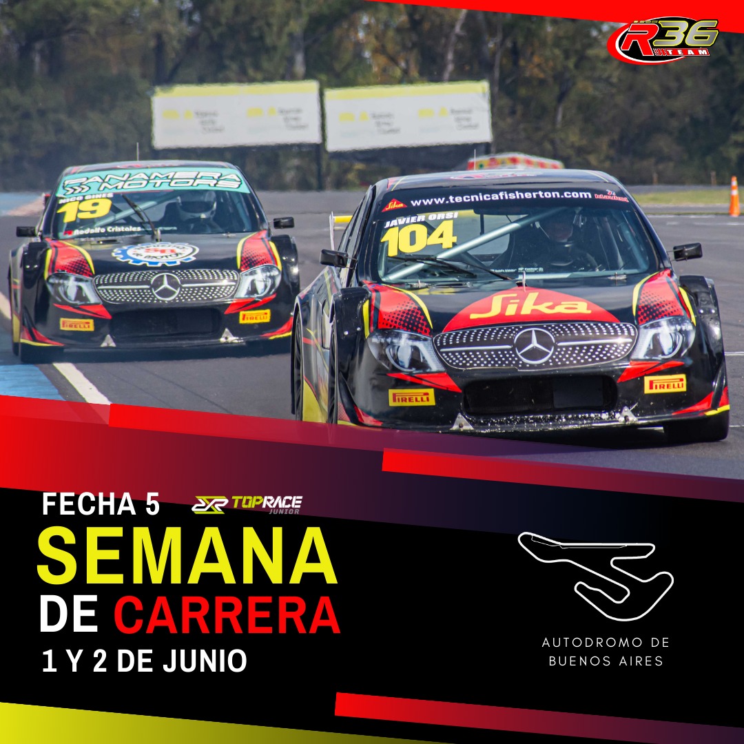 SEMANA DE CARRERA 🏆🏁

Se viene la 5ta fecha del <a href="/topracejunior/">TopRace Junior</a> a disputarse en el <a href="/AutodromoBA/">AutodromoBA Oficial</a> este 1 y 2 de Junio 😎

Estaremos presentes con Nicolas Gines, Juan Vasicek y Bautista Acosta 💪💪

Vamos equipo 💯👏