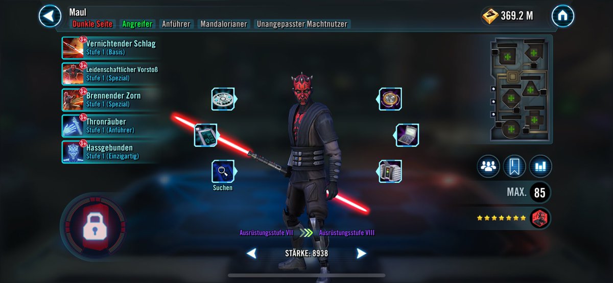 Unlocked my boy #Maul in #SWGoH. Super happy! Can’t wait to get him to his full potential. 

This is as far as I can get him right now. Working on Lord Vader, so I‘m really low on basically anything lol. 

#StarWars #mobilegaming #gaming #DarthMaul