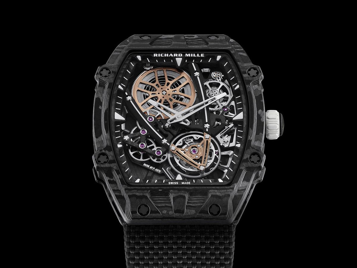 #RichardMille has just announced the new RM 27-05 Flying Tourbillon #RafaelNadal. This model weighs 11.5 grams excluding its strap and can withstand a g-force of 14,000, for a two-fold record for a manual winding tourbillon watch.  Details, pics and video at